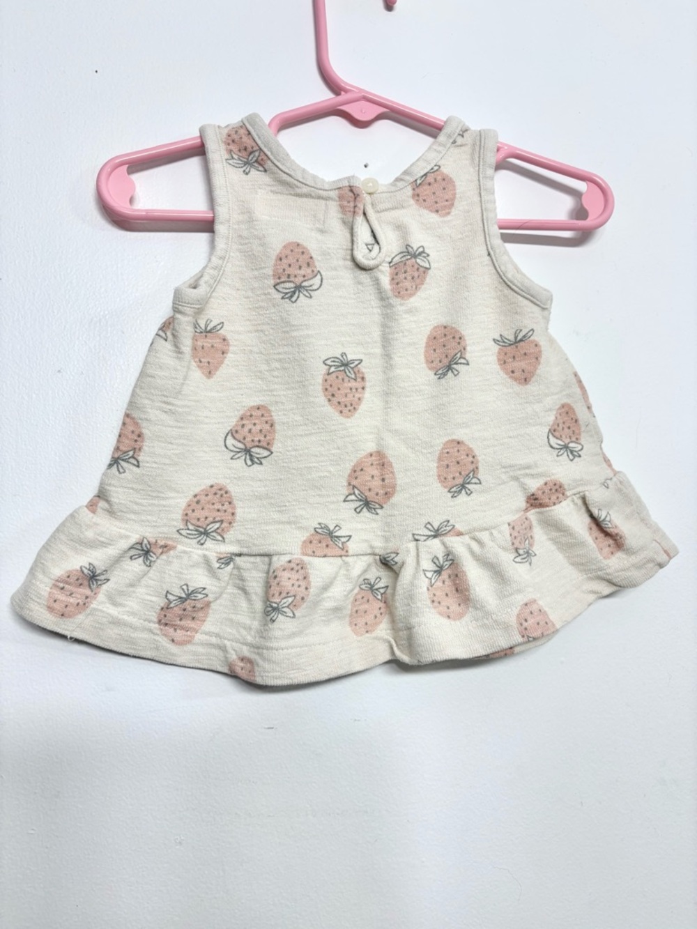 Carter’s 9M Strawberry Top - Baby Girl Ruffle Tank - Organic Cotton - Picture 4 of 7